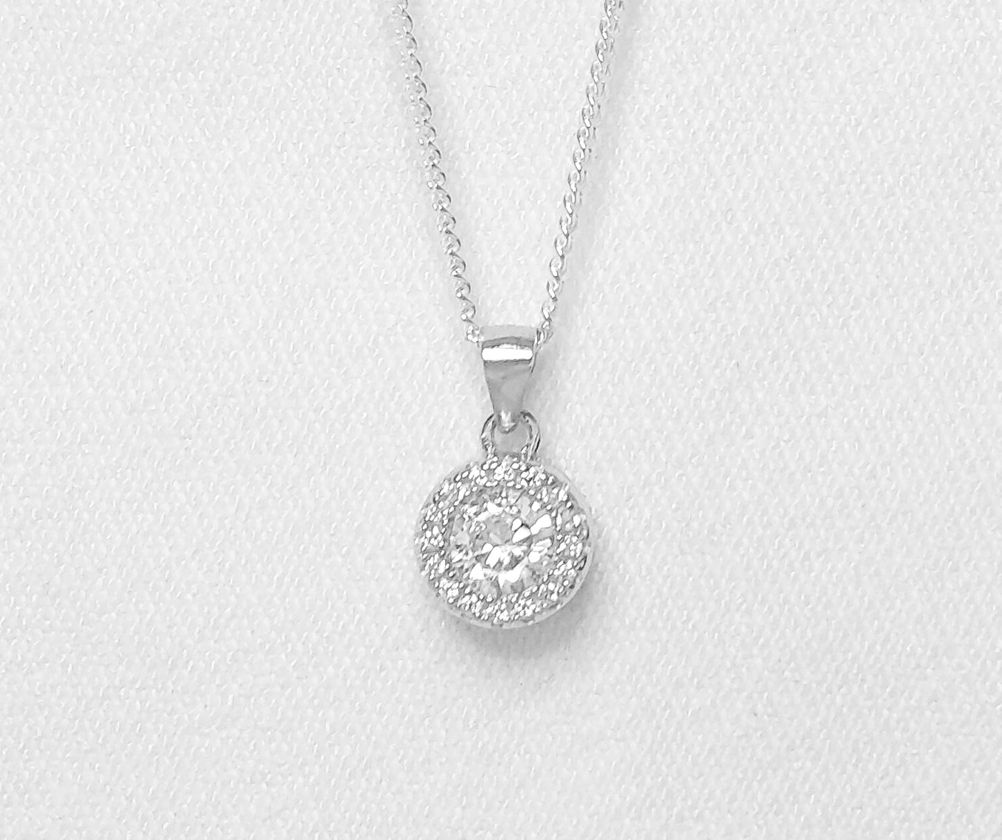 Sterling Silver Pendant with Cubic Zirconia Stones. Circle of Life