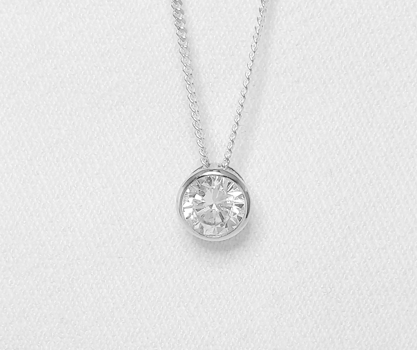 Sterling Silver Solitaire Necklace with Cubic Zirconia Stone