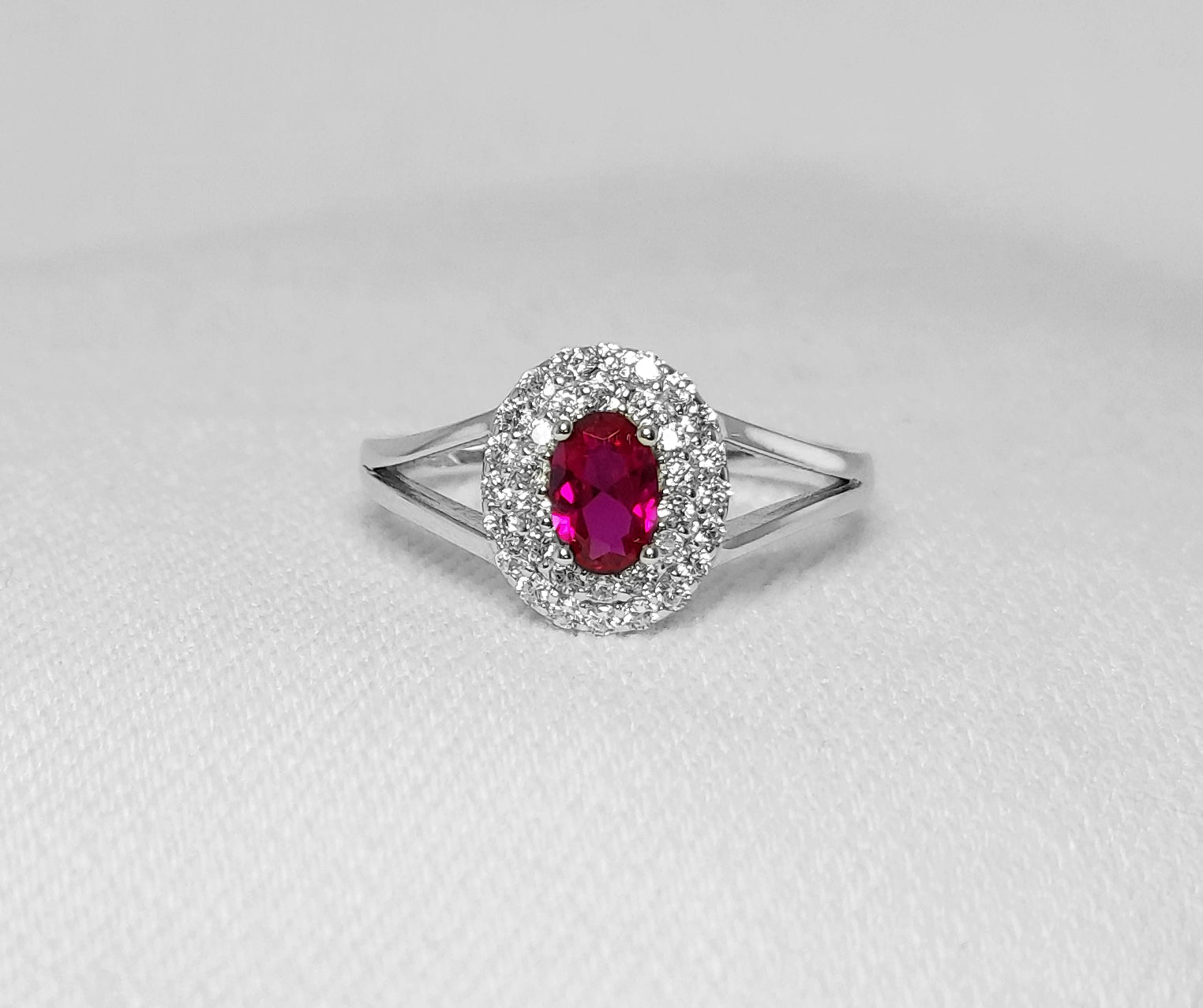 Cubic Ring - Sterling Silver - Cerise Pink