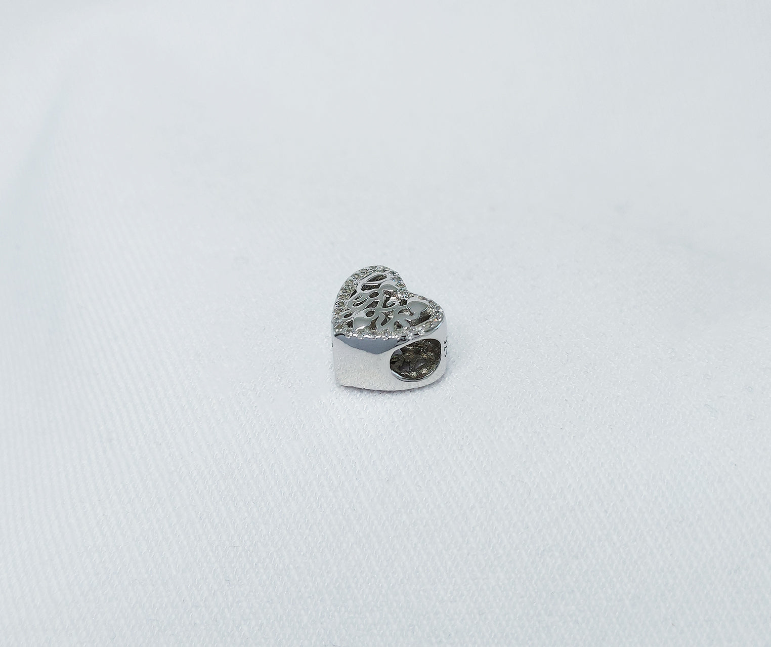 Sterling Silver Charm Bead with Cubic Zirconia Stones