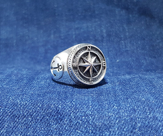 Sterling Silver Compass Ring- Men's Jewellery