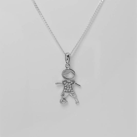 Sterling Silver Boy Charm with Cubic Zirconia Stones