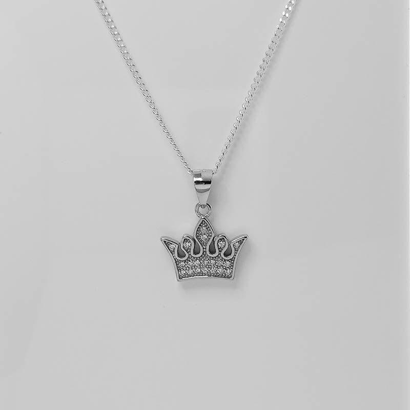 Cubic Zirconia Crown Pendant Made From Sterling Silver 