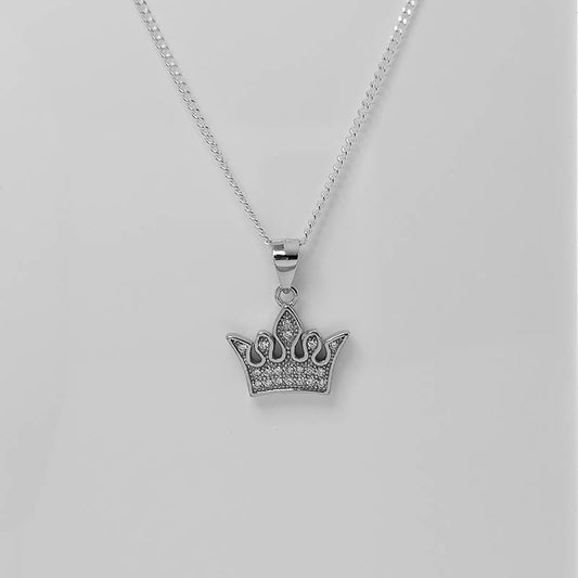 Cubic Zirconia Crown Pendant Made From Sterling Silver 