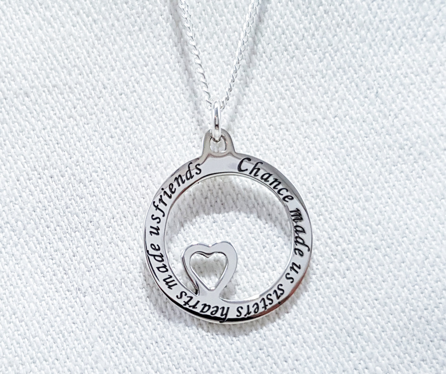 Sterling Silver Disc Pendant- Sister Gift