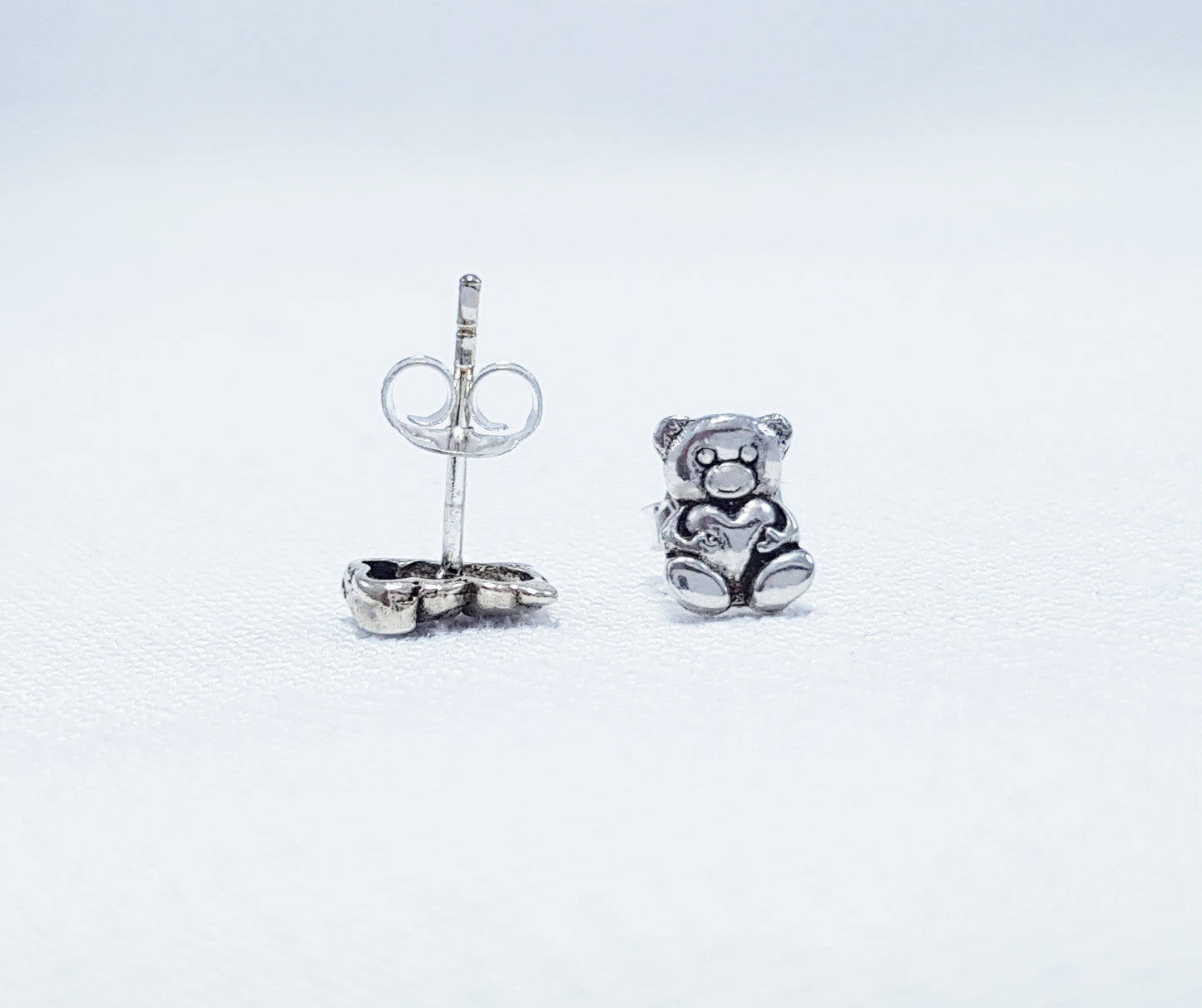 Sterling Silver Teddy Bear Stud Earrings