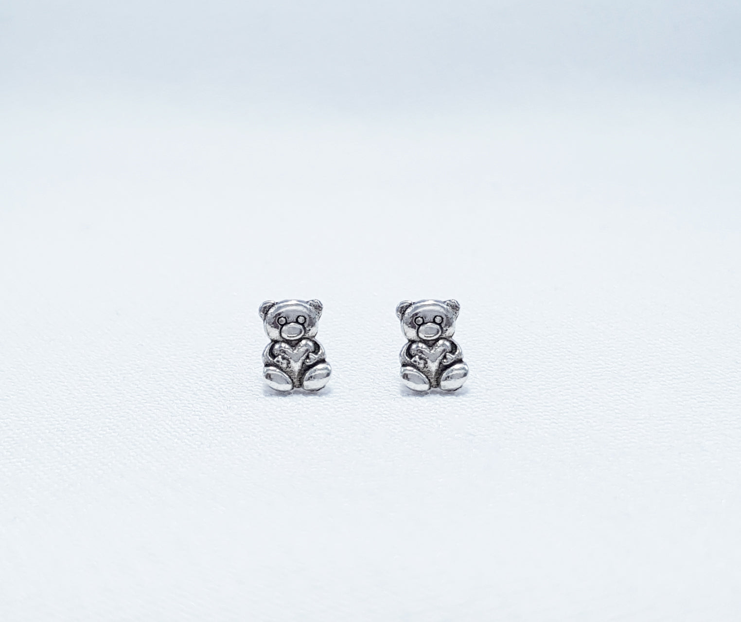 Sterling Silver Teddy Bear Stud Earrings