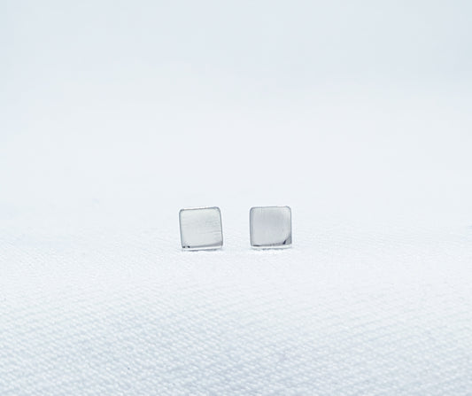sterling silver square stud earrings
