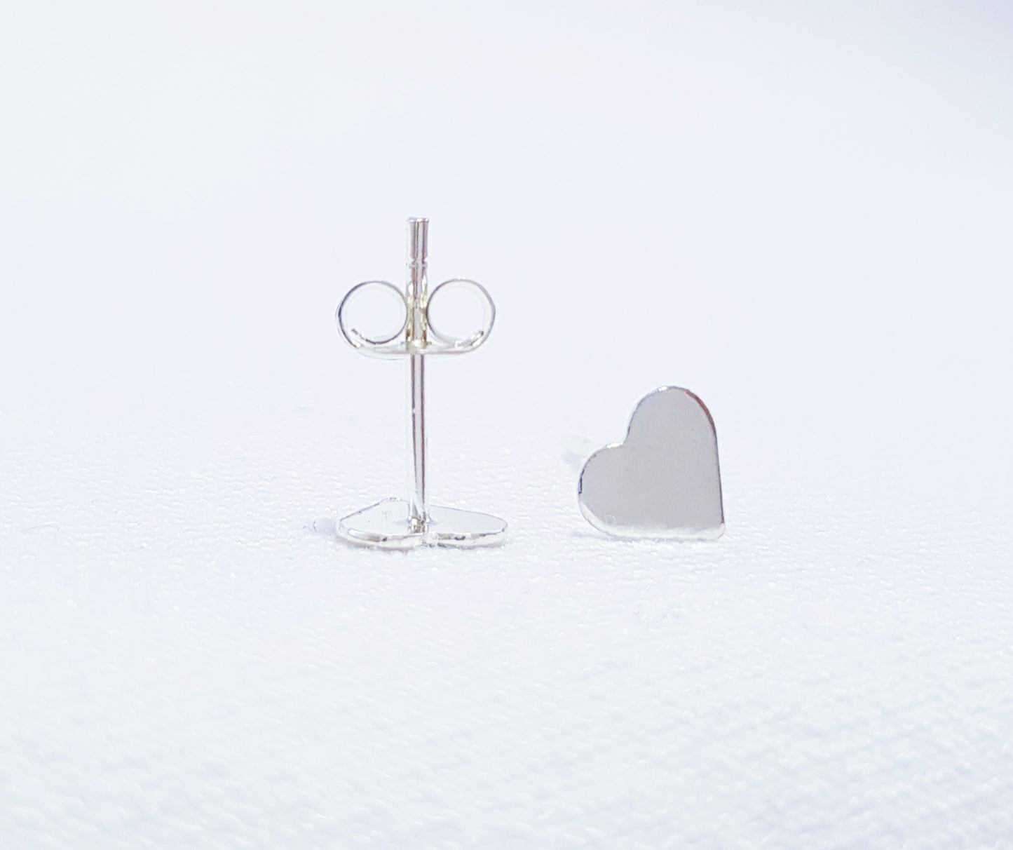 Sterling Silver Flat Heart Stud Earrings