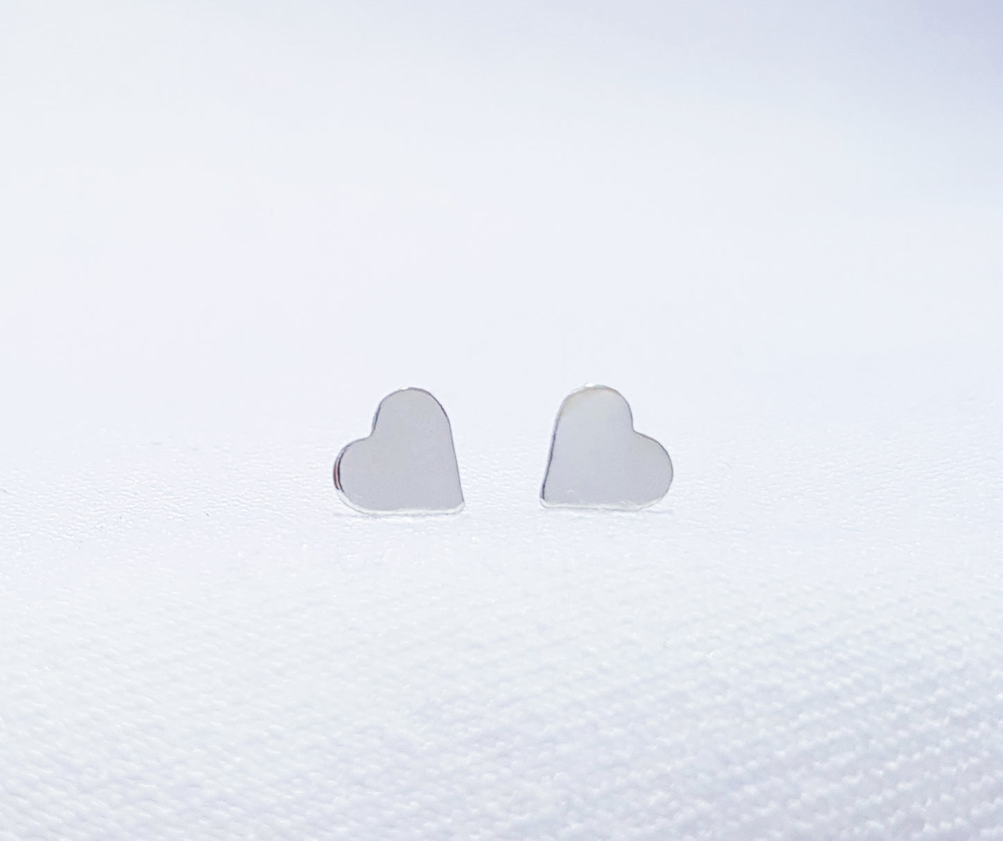 Sterling Silver Flat Heart Stud Earrings