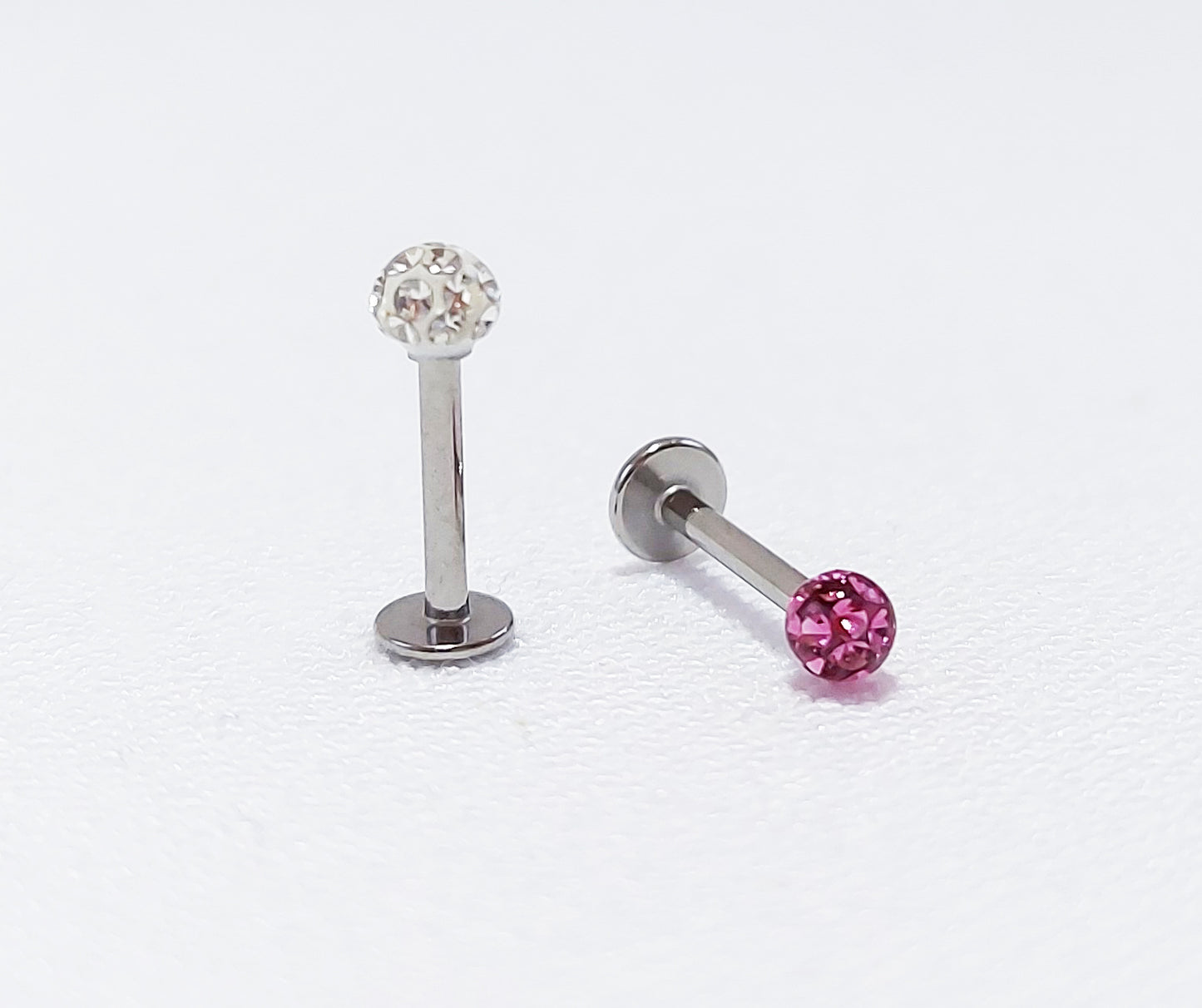 Surgical Steel Labret with Cubic Zirconia Stones