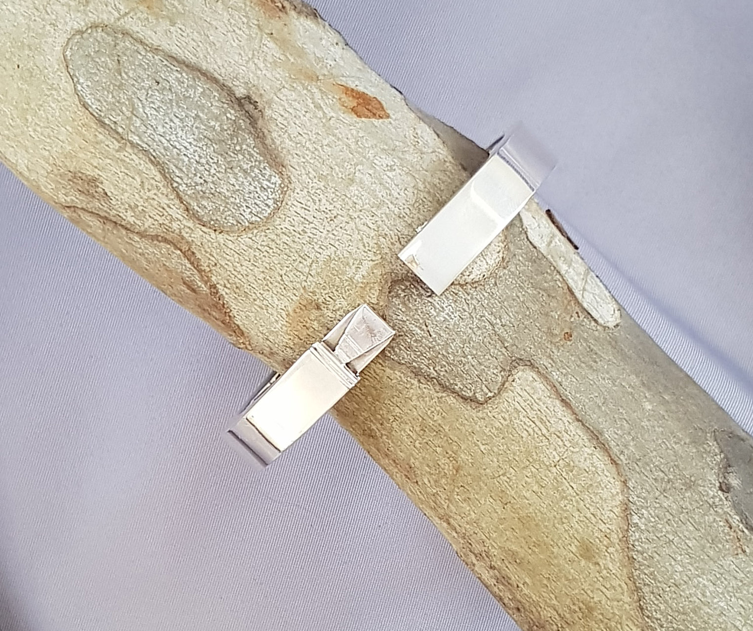 Sterling Silver Square Hollow Hinge Bangle