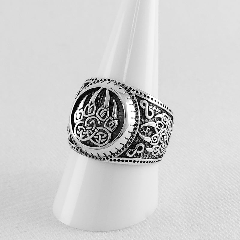 Sterling Silver Viking Bear Claw Ring for Men