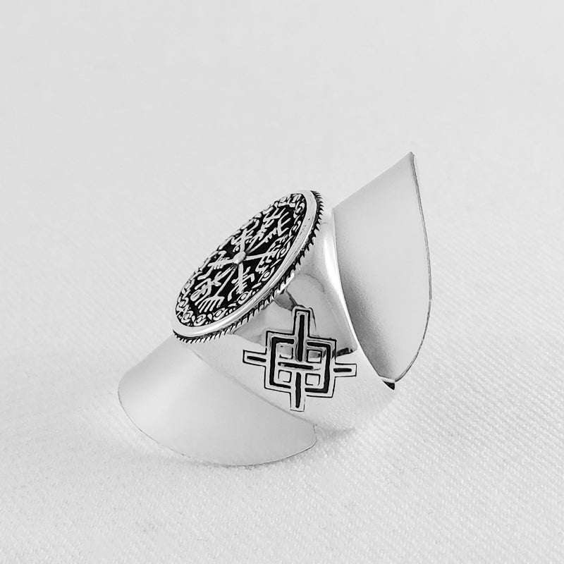 Sterling Silver Viking Compass Ring For Men