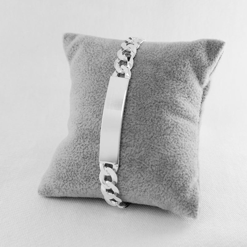 Sterling Silver ID Bracelet. Curb Link Design