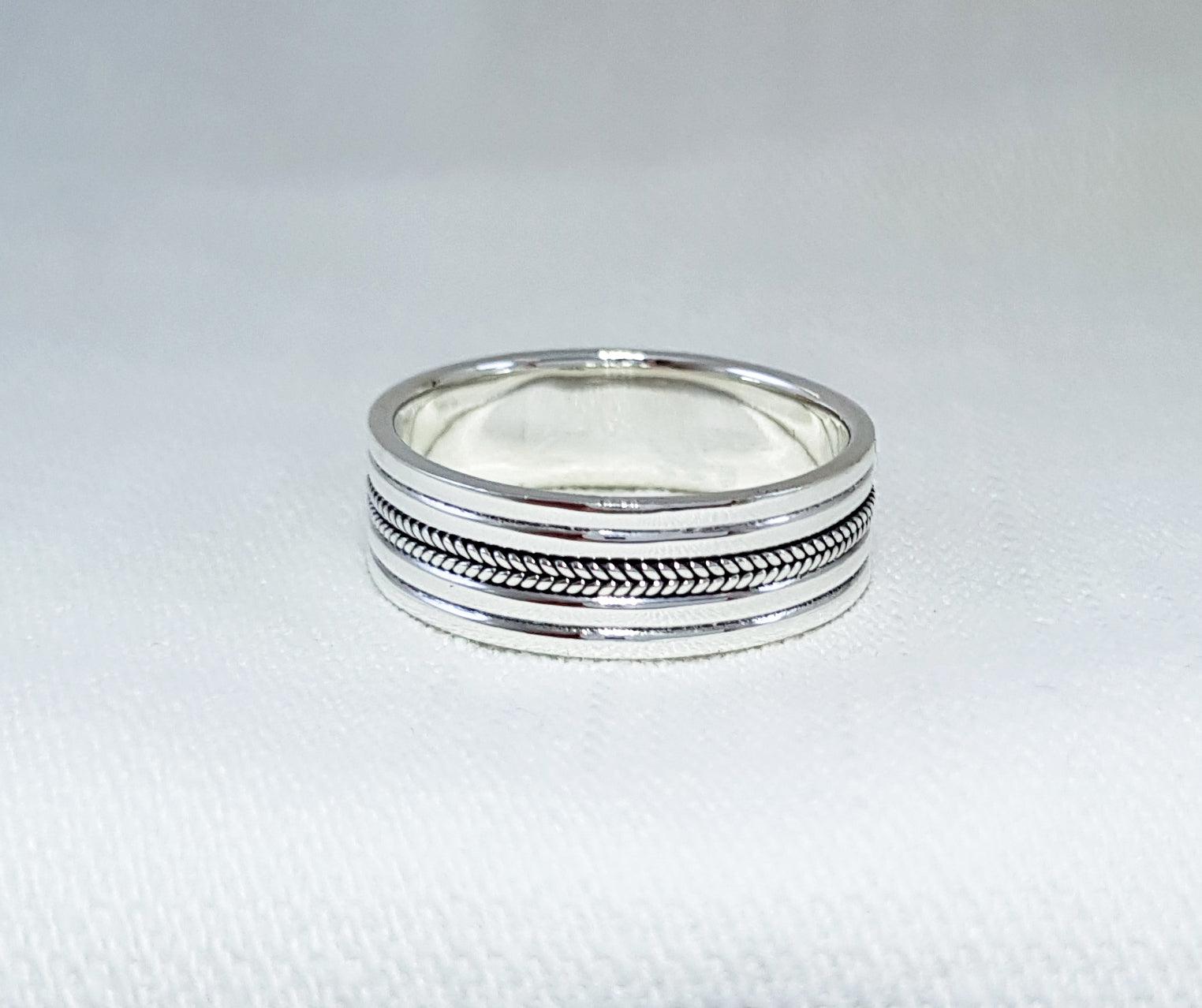 Sterling Silver Men's Ring - Textured Pattern