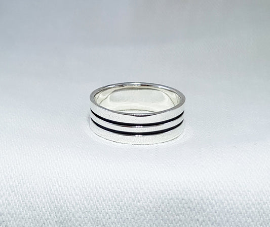 Men's Ring with a Double Line Pattern