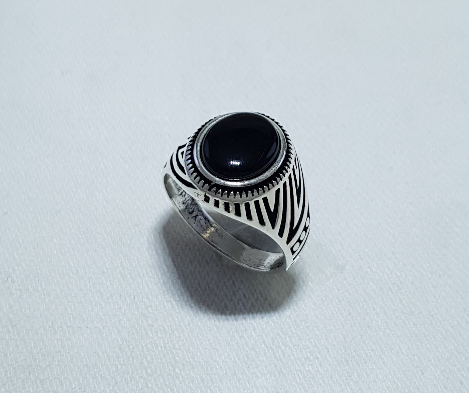 Sterling Silver Ring set with a Genuine Onyx Stone