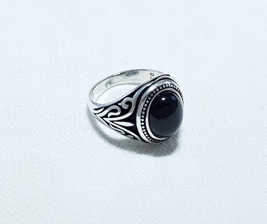 Sterling Silver Ring set with a Genuine Onyx Stone