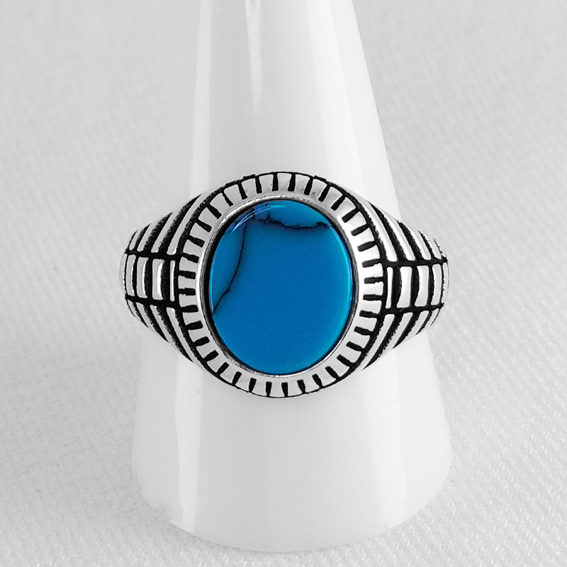sterling silver oval turquoise stone ring