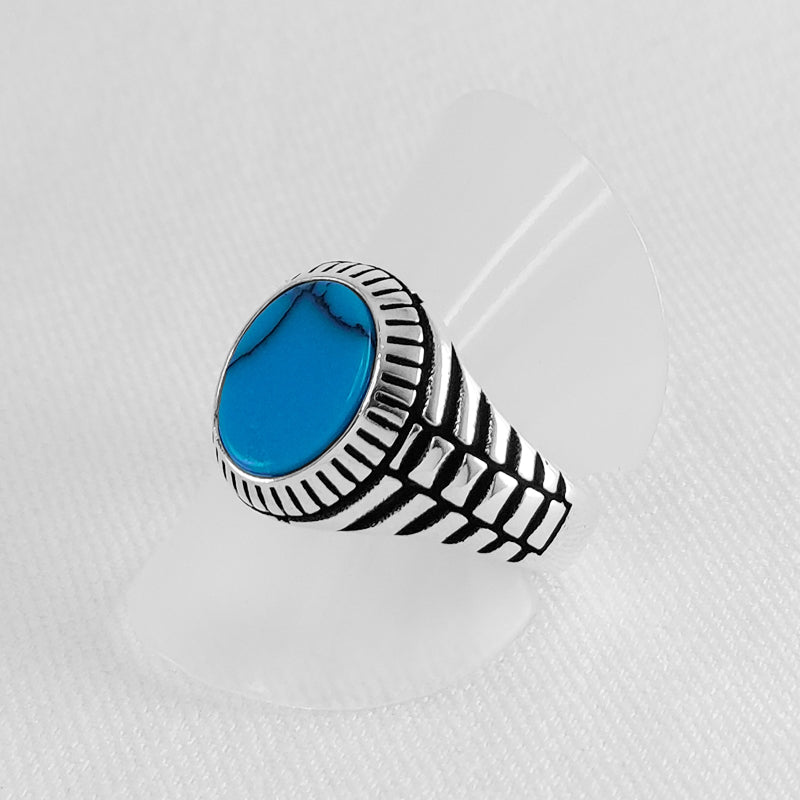 sterling silver oval turquoise stone ring