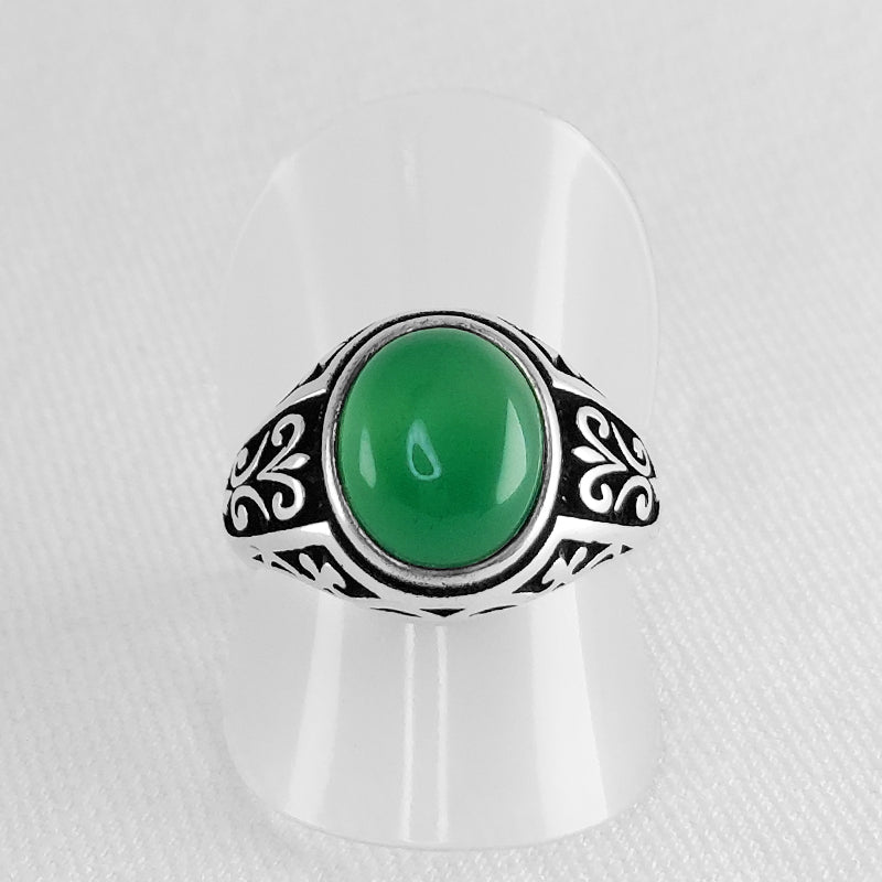Sterling Silver Green Onyx Stone Ring 