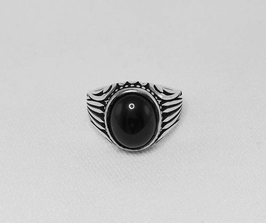 Sterling silver onyx ring. Oval Onyx ring for Men.