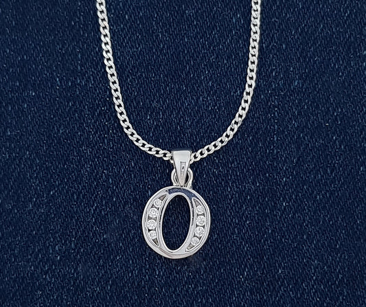 Sterling Silver Initial with Cubic Zirconia Stones- "O" Initial or Letter