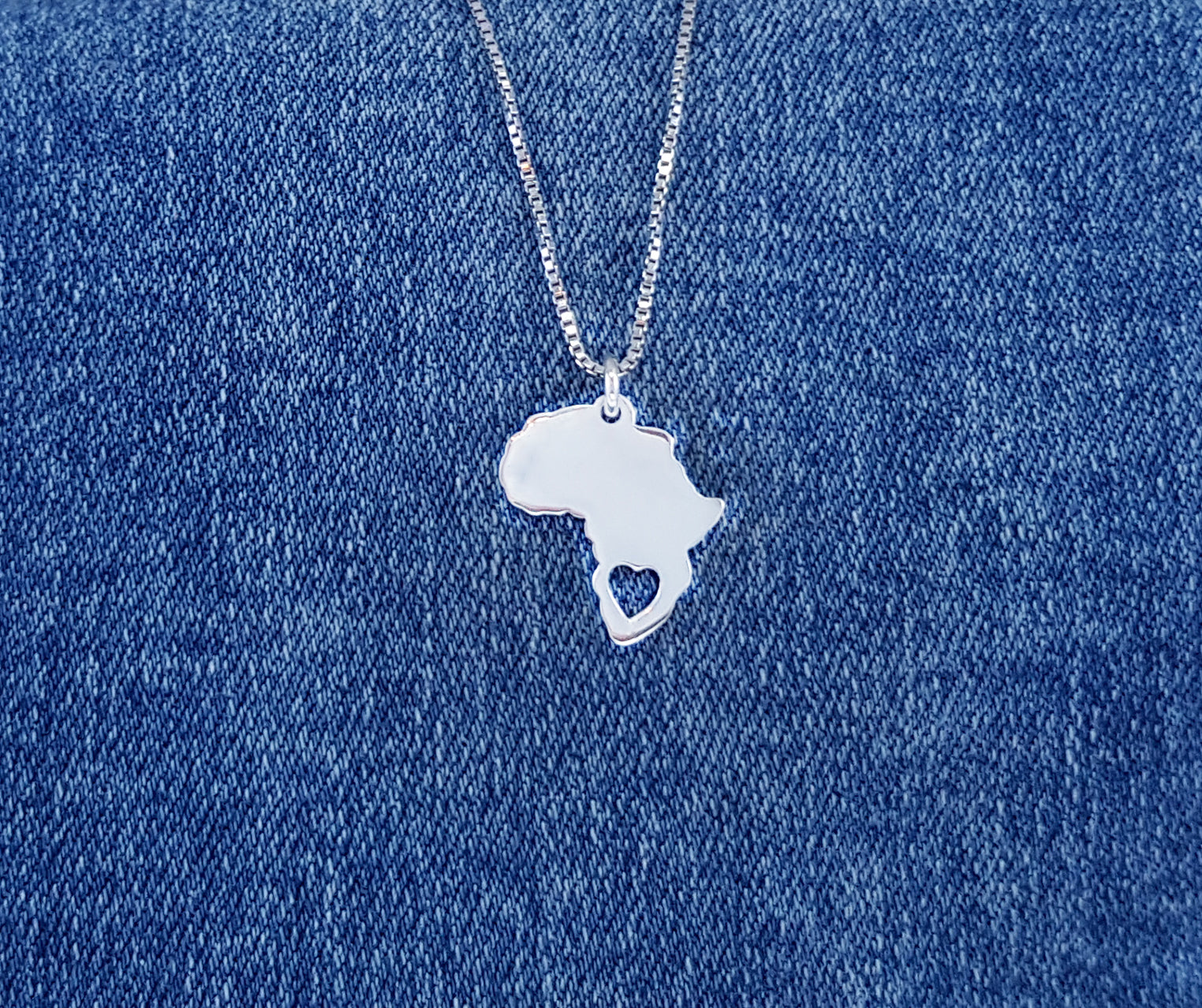 Sterling Silver Africa Pendant Charm with Heart
