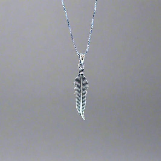 Sterling Silver Feather Pendant or Charm