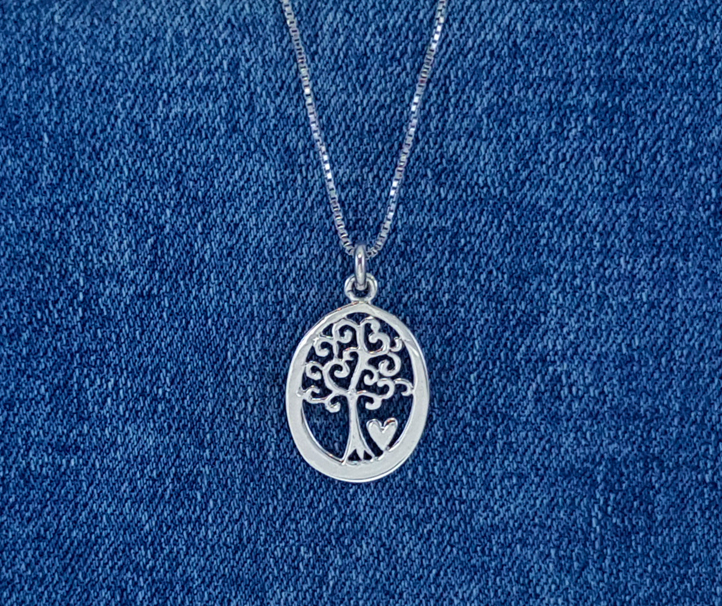 Sterling Silver Tree of Life Pendant Charm with Heart