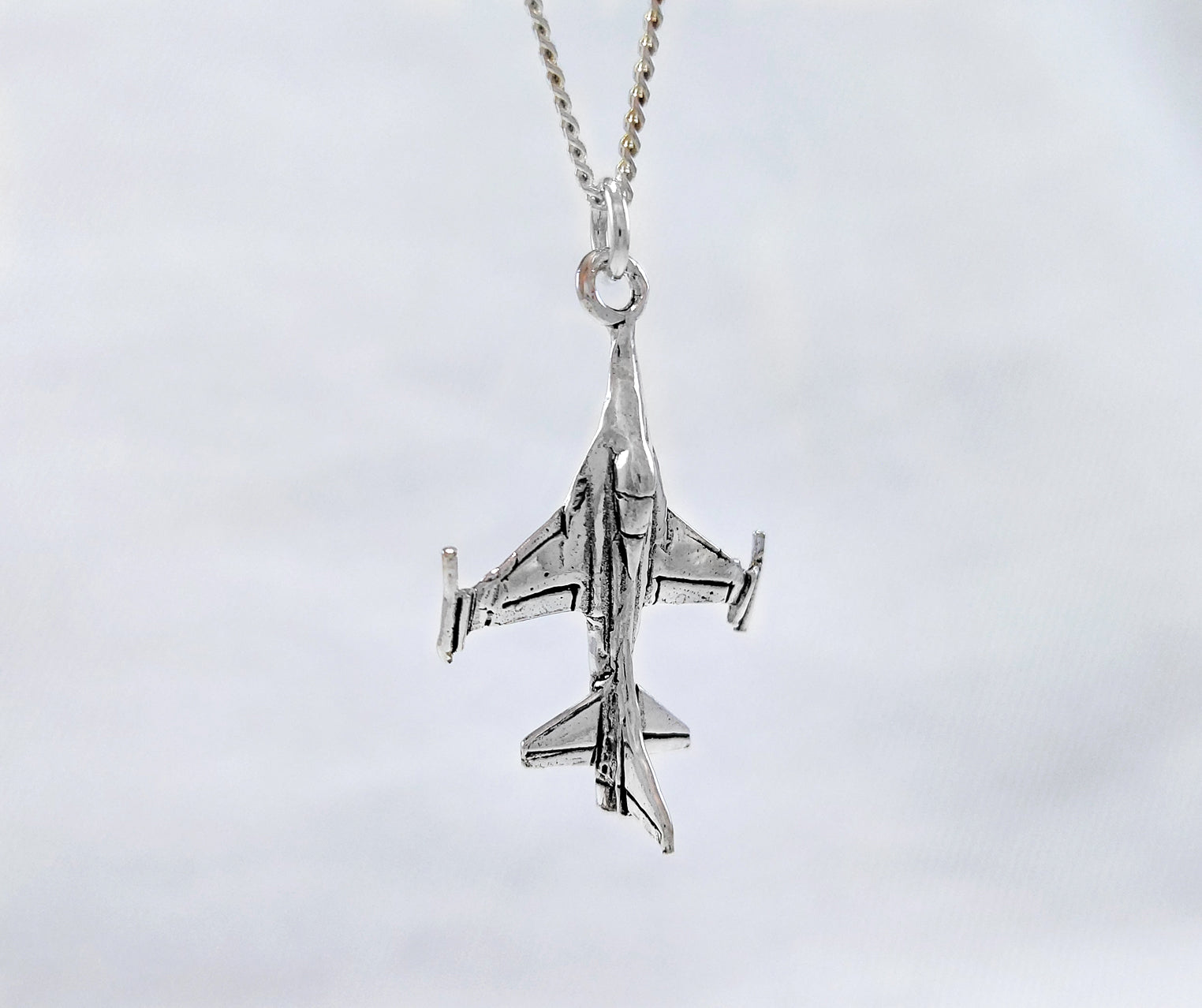 Sterling Silver Plane / Jet Pendant