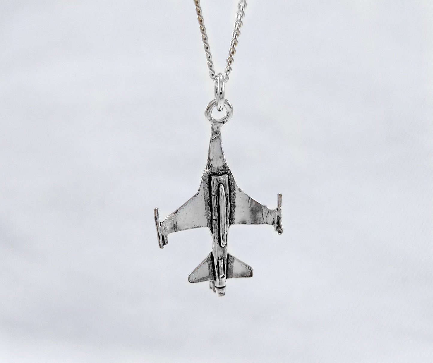 Sterling Silver Plane / Jet Pendant