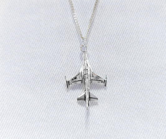 Sterling Silver Plane / Jet Pendant