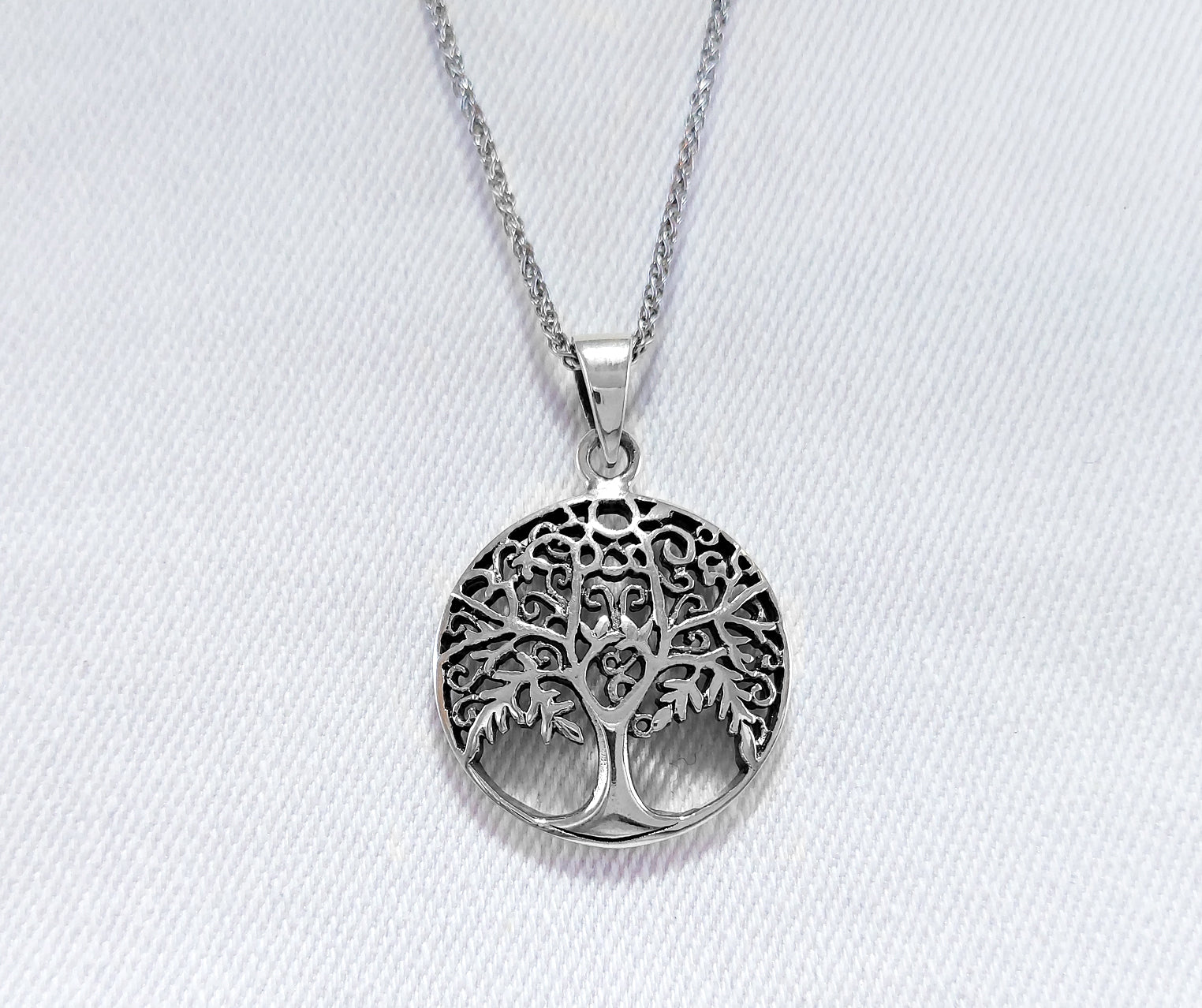 Sterling Silver Large Tree of Life Pendant with a silver chain