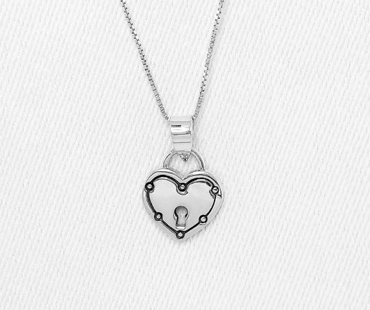 Sterling Silver Heart Lock Pendant 