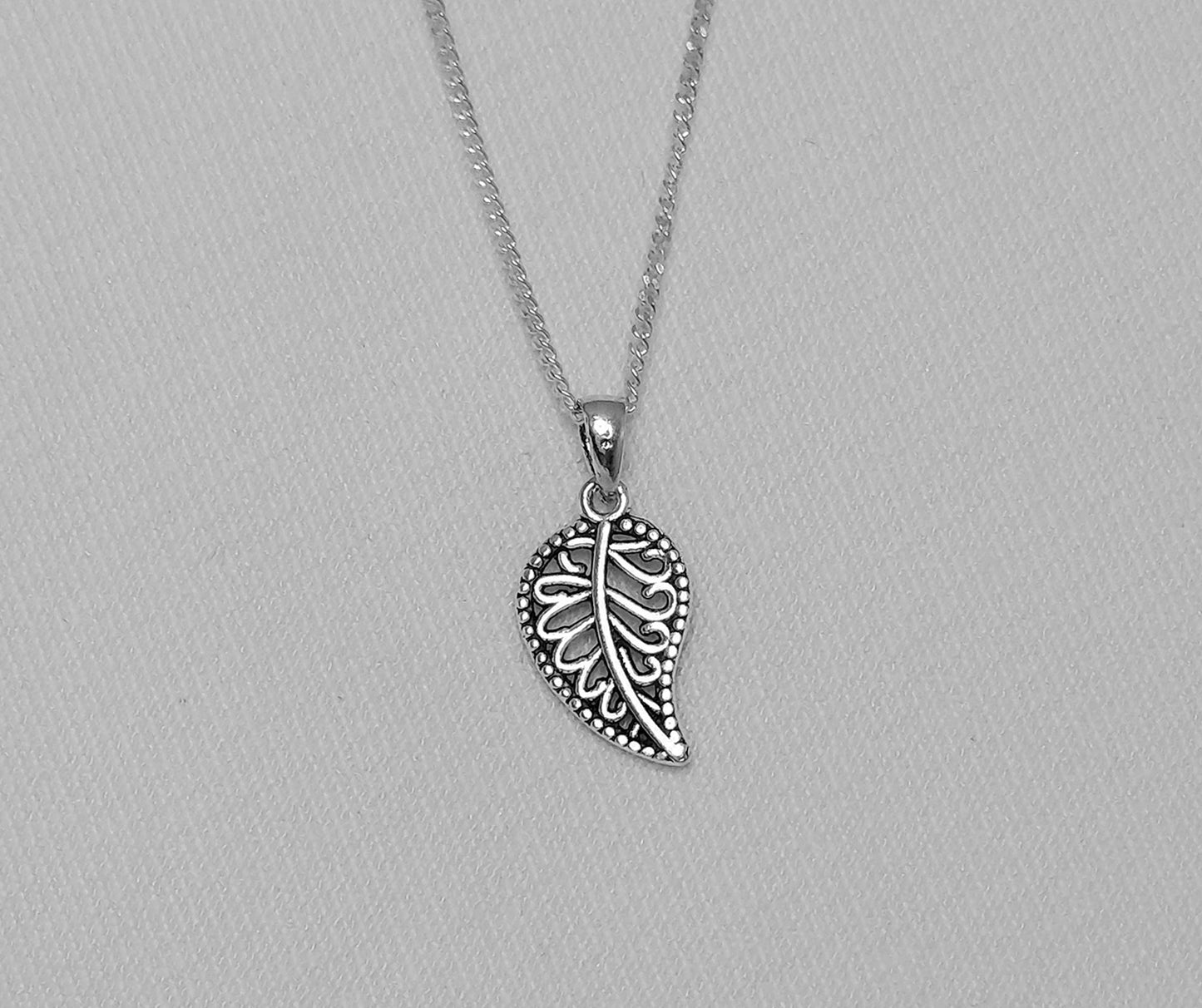 Sterling Silver Filigree Leaf Pendant 