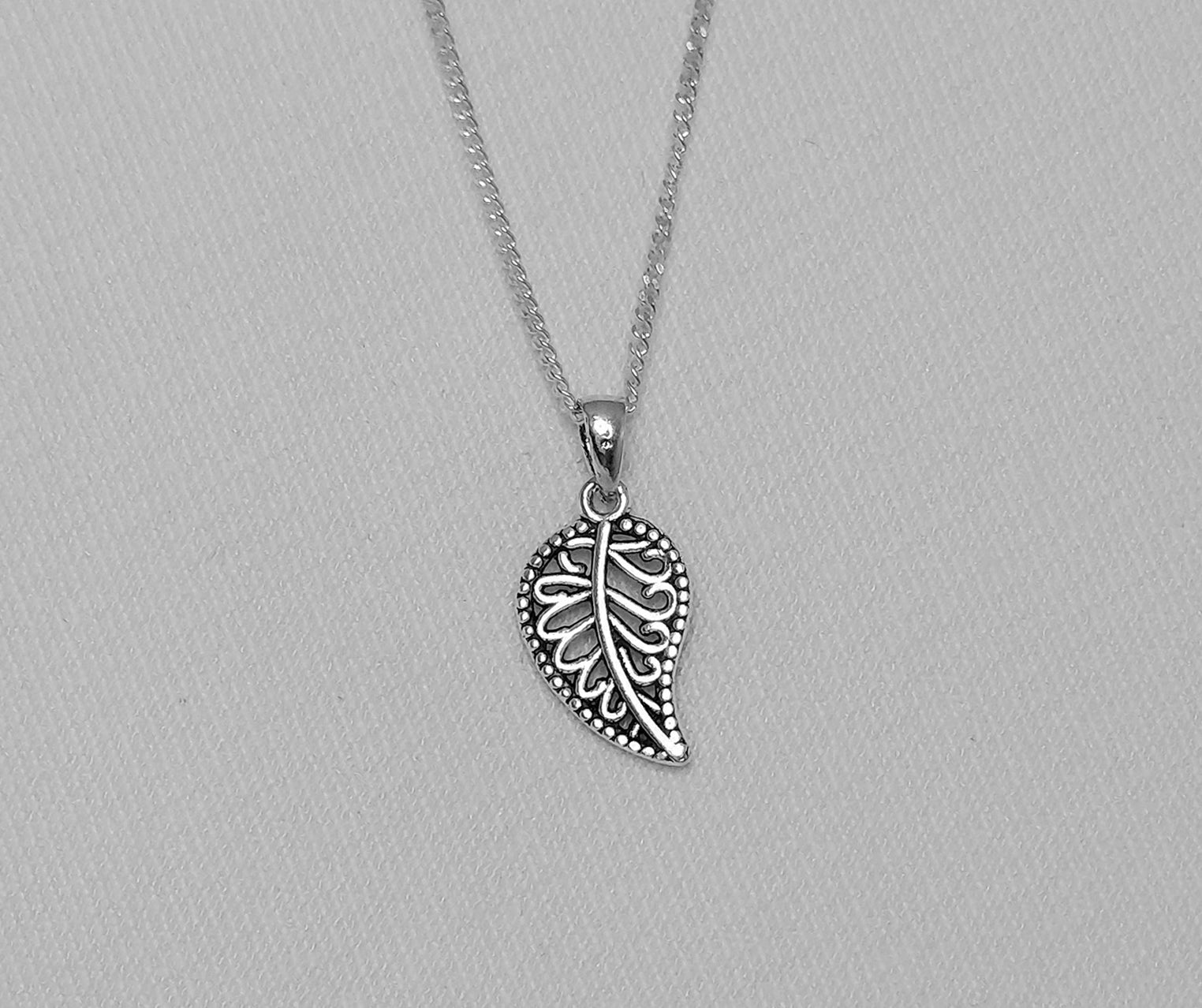 Sterling Silver Filigree Leaf Pendant 