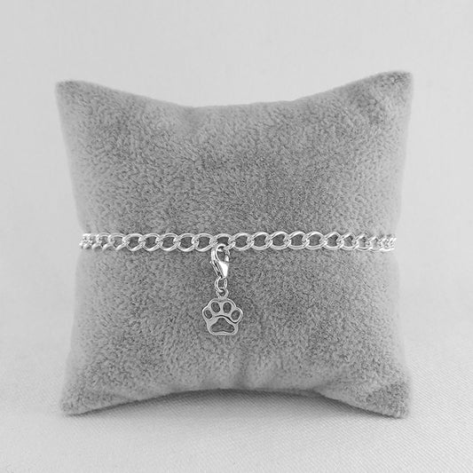 Sterling Silver Paw Charm on a Sterling Silver Bracelet