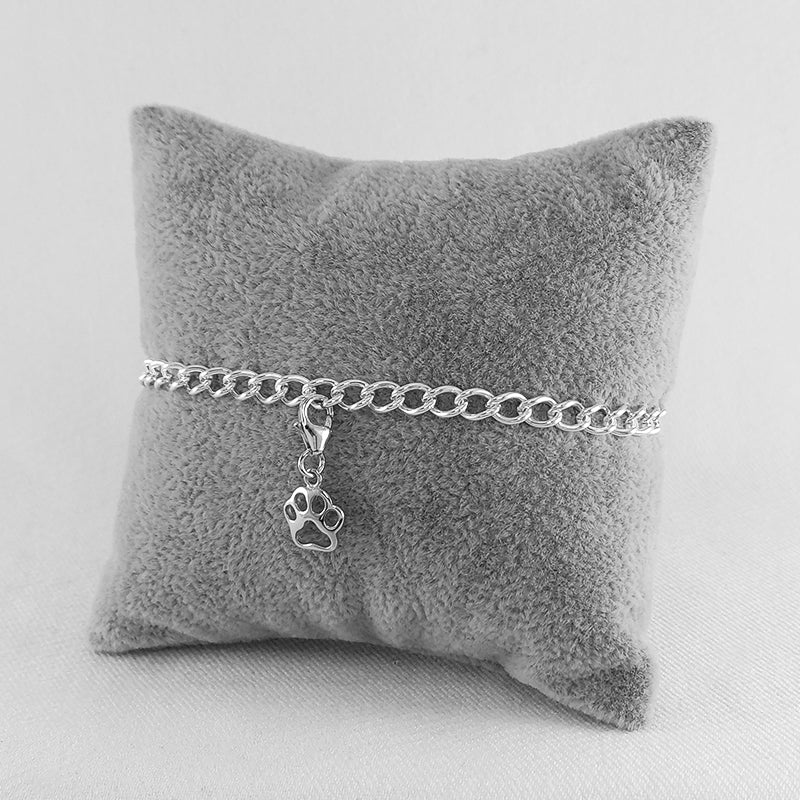 Sterling Silver Paw Charm on a Sterling Silver Bracelet