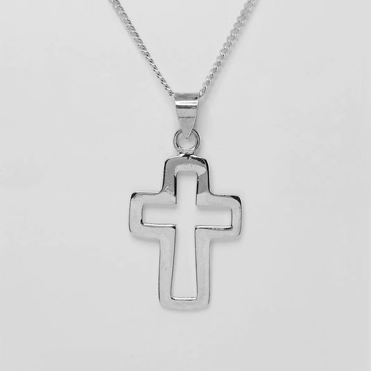 Sterling Silver Outline Cross - Silver Image Jewellery