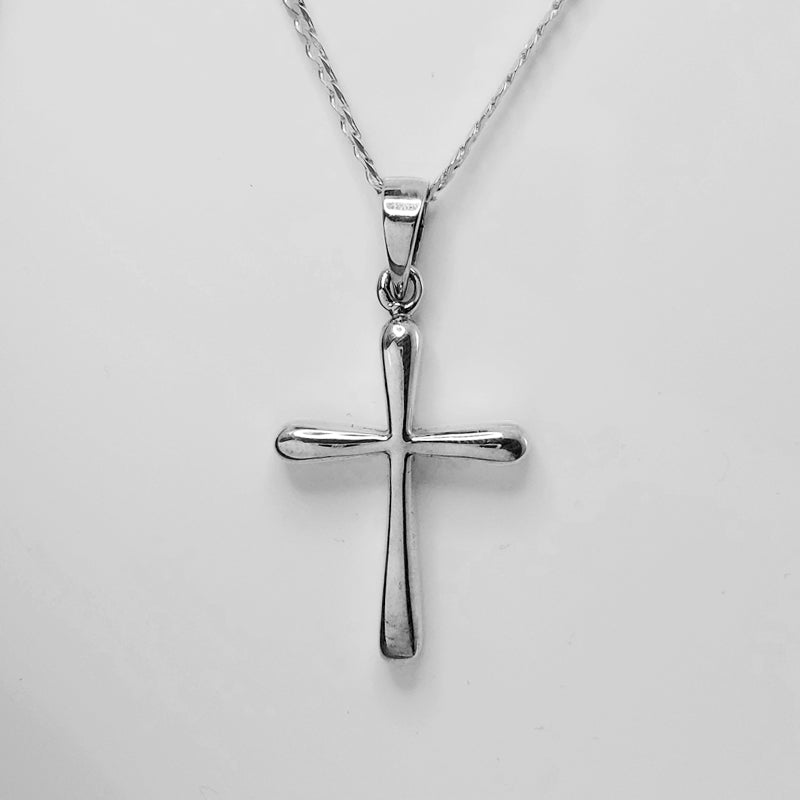 Large Plain Cross Rounded Edges Sterling Silver