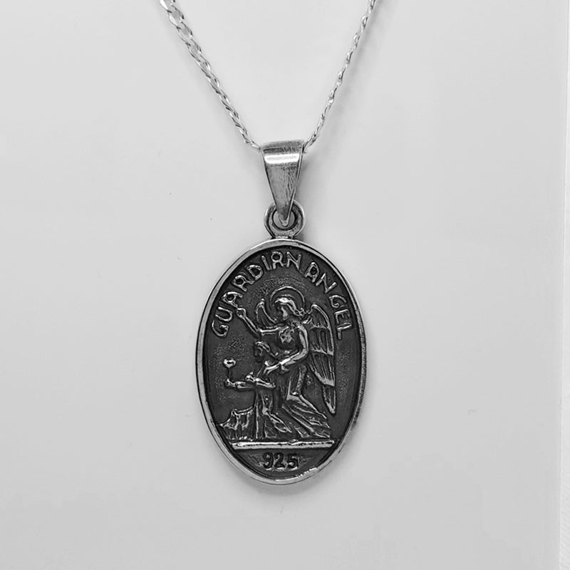 Sterling Silver St Michael Pendant - Oxidised