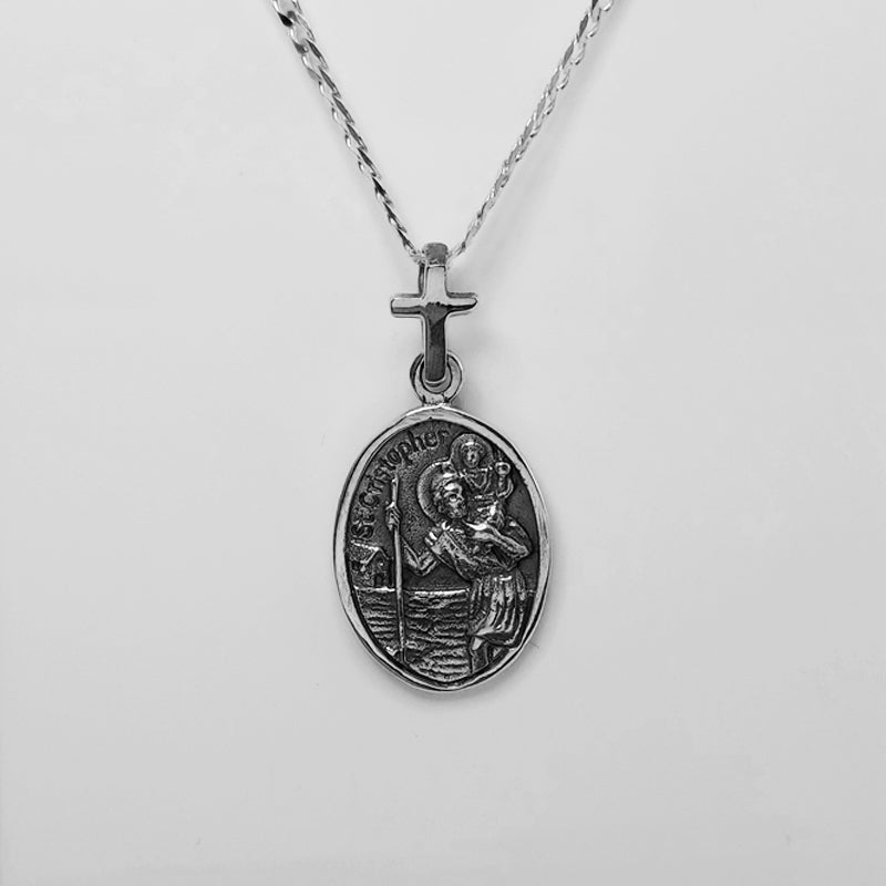Sterling Silver St Christopher and St Therese Pendant