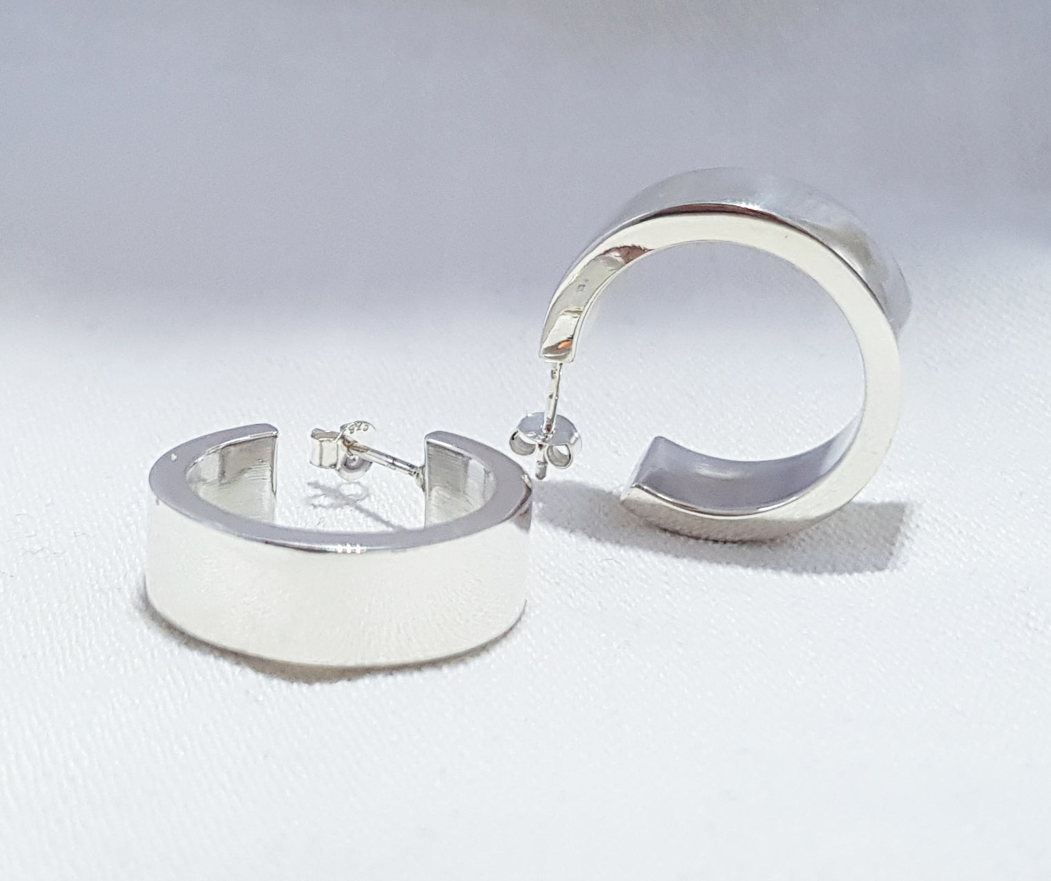 Sterling Silver Hoops-Flat Profile and very thick 