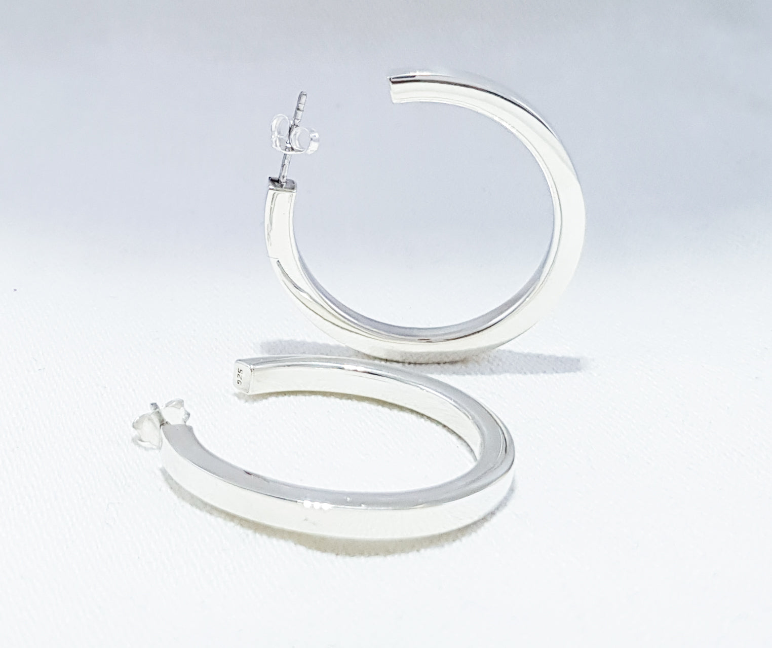 Sterling Silver Hoops with a Square Profile