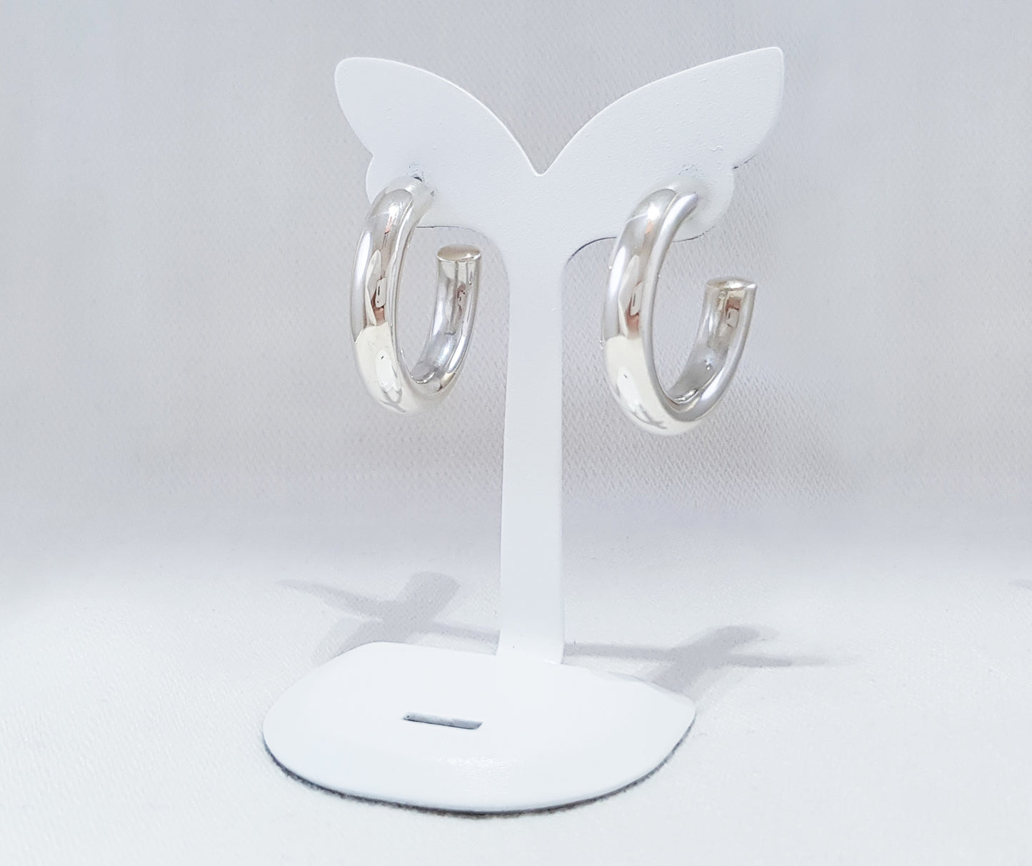 Sterling Silver Hoops with a round tube profile