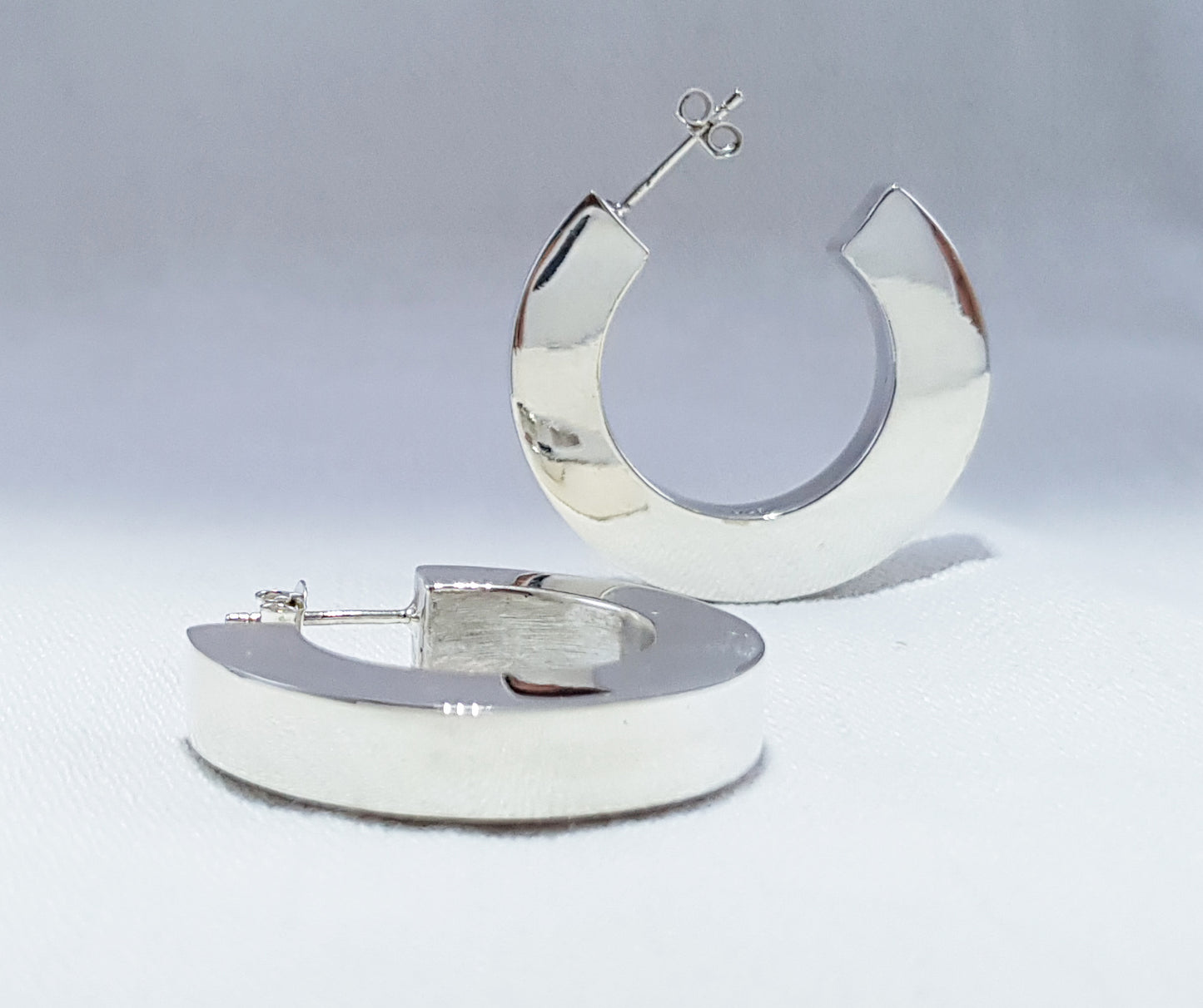 Sterling Silver Hoop Earrings with a Square Tube Profile