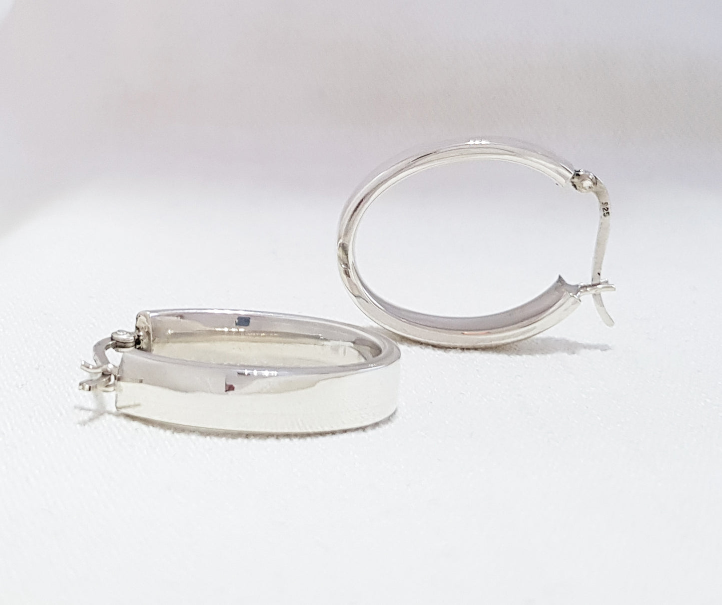 Sterling Silver Flat Oval Hoop Earrings
