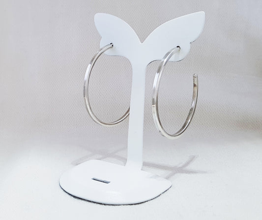 Square-Profile Hoop Earrings. Sterling Silver